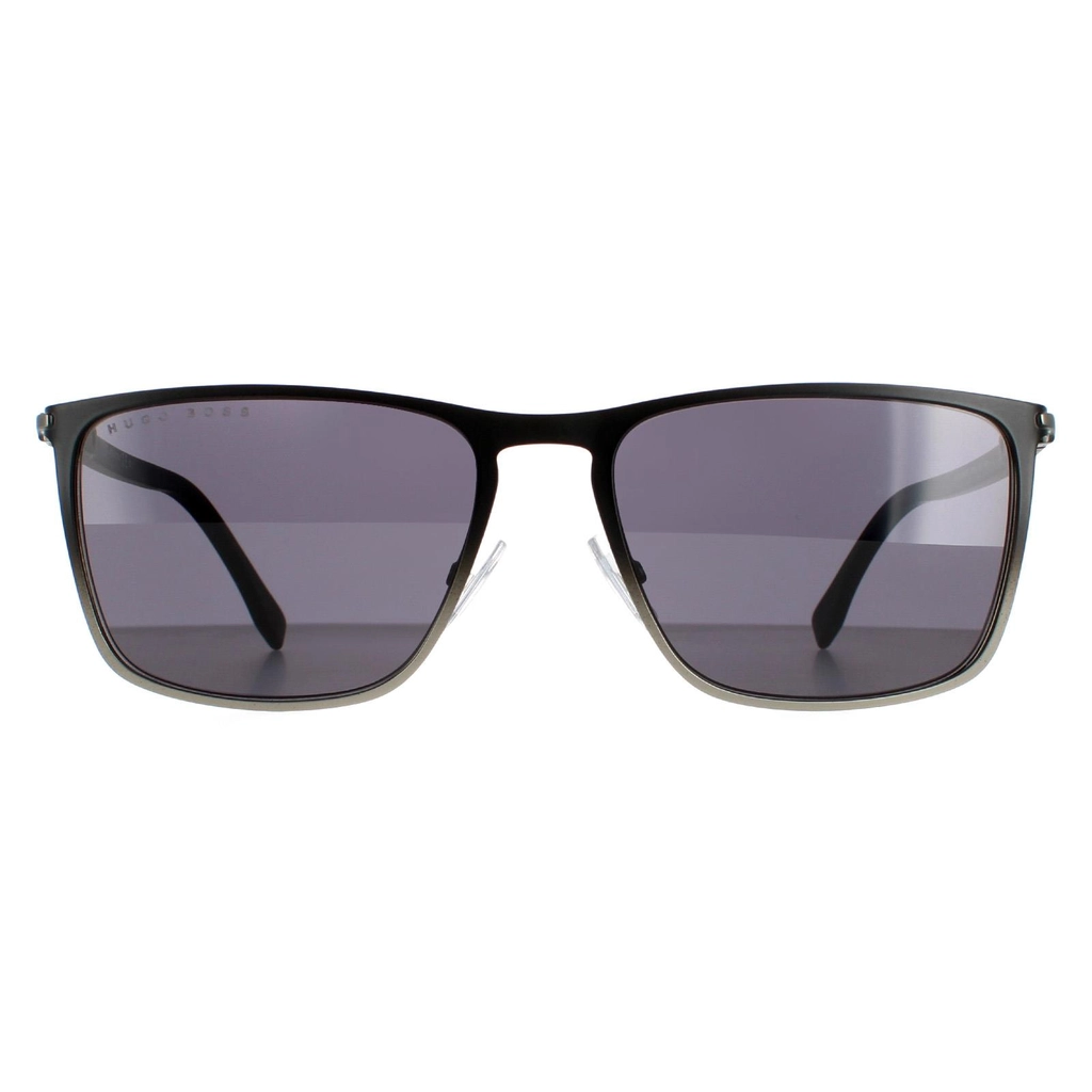 Hugo Boss Rectangle Mens Black Ruthenium/Dark Grey 1004/S Sunglasses Metal (archived) - One Size